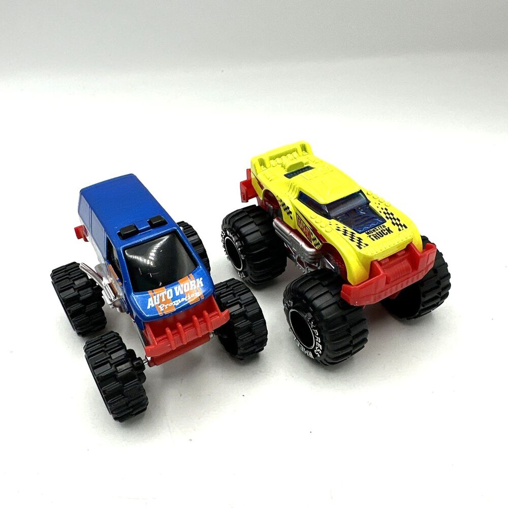 Lot 2 Monster Trucks Diecast Metal/Plastic Express Wheels Auto Work Promo Flash